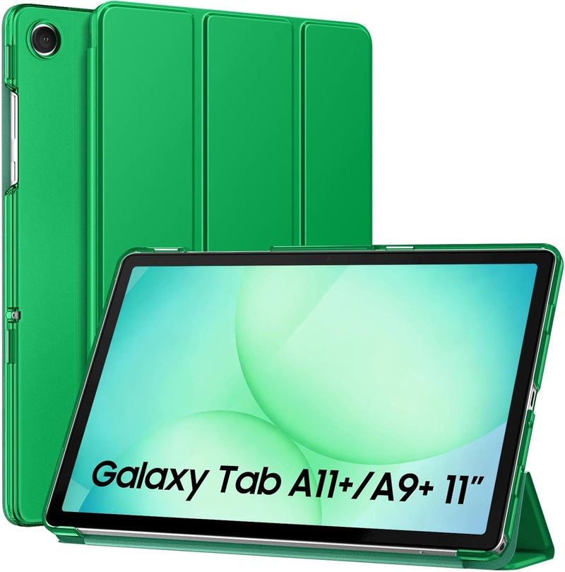 موكو حافظة MoKo لجهاز Galaxy Tab A11+ Plus/A9+ مقاس 11 بوصة 2025/2023، غطاء ذكي واقٍ نحيف مع حامل وظهر شفاف من البولي كربونات الصلب لجهاز Galaxy Tab A11+/A9 Plus، لون أخضر غابي - Image 1