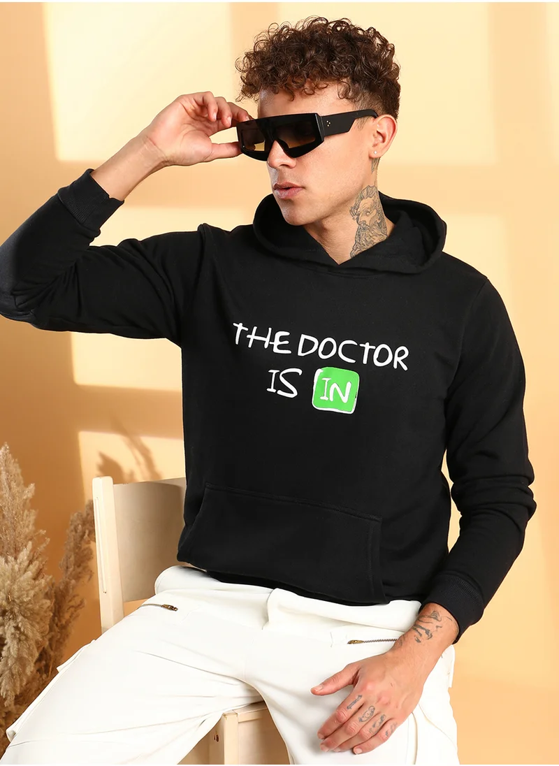 كامبوس سوترا Men's Black Doctor in Hoodie With Kangaroo Pocket