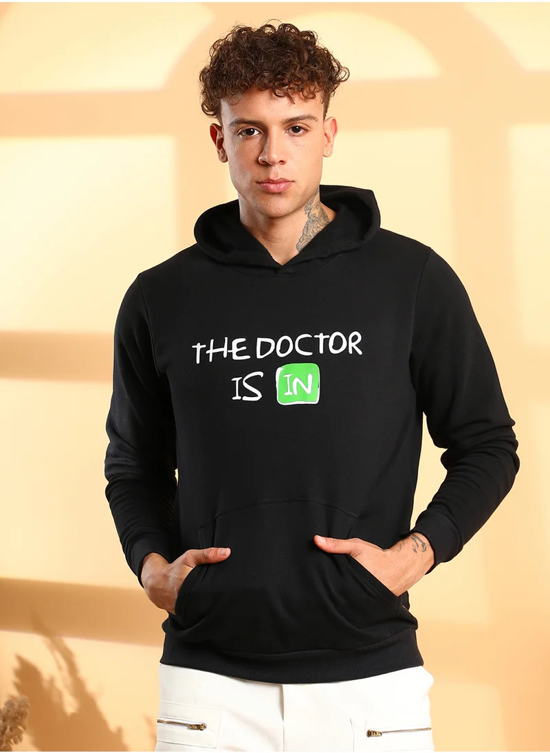 كامبوس سوترا Men's Black Doctor in Hoodie With Kangaroo Pocket