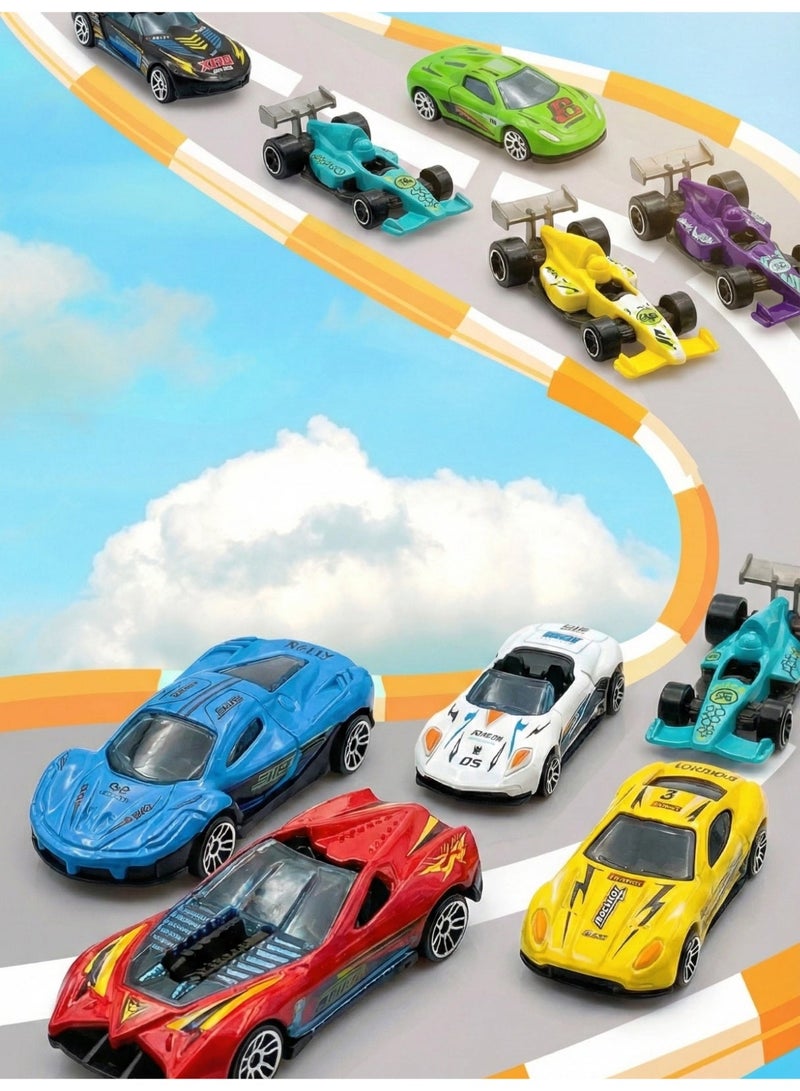10Pcs Small Inertia Toy Car Set - Durable Alloy Plastic Friction Vehicle - Kids Push & Go Model Car - Assorted Mini Racing Car for Children - Image 2