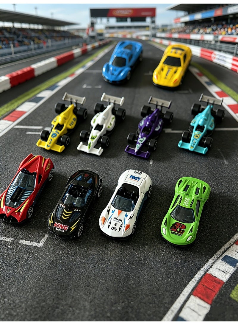 10Pcs Small Inertia Toy Car Set - Durable Alloy Plastic Friction Vehicle - Kids Push & Go Model Car - Assorted Mini Racing Car for Children - Image 3