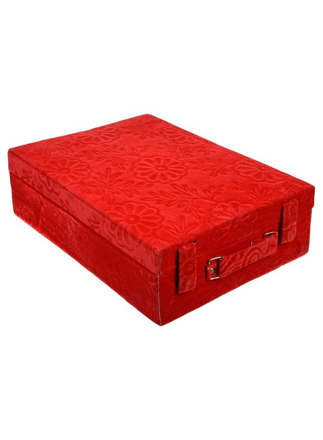 Kuber Industries Kuber Industries Bangle Box | Velvet Jewellery Gifts Organizer | Bracelet Organizer for Women | Bangle Box for Women | Self Cut Work |4 Rod Bangle Organizer | Red  - Image 1