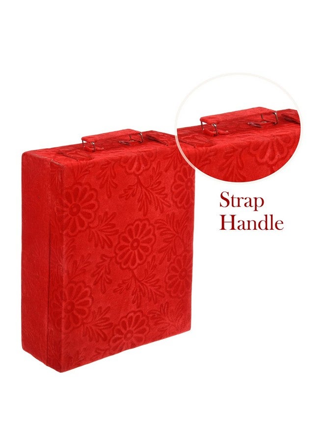 Kuber Industries Kuber Industries Bangle Box | Velvet Jewellery Gifts Organizer | Bracelet Organizer for Women | Bangle Box for Women | Self Cut Work |4 Rod Bangle Organizer | Red  - Image 5