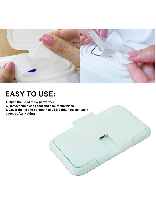 Generic Portable Baby Wipe Warmerm,USB Mini  Baby Wet Wipes Dispenser Reusable Baby Wipes Heater for Newborn Travel,Light Blue, Compatible Portable Charger  - Image 3