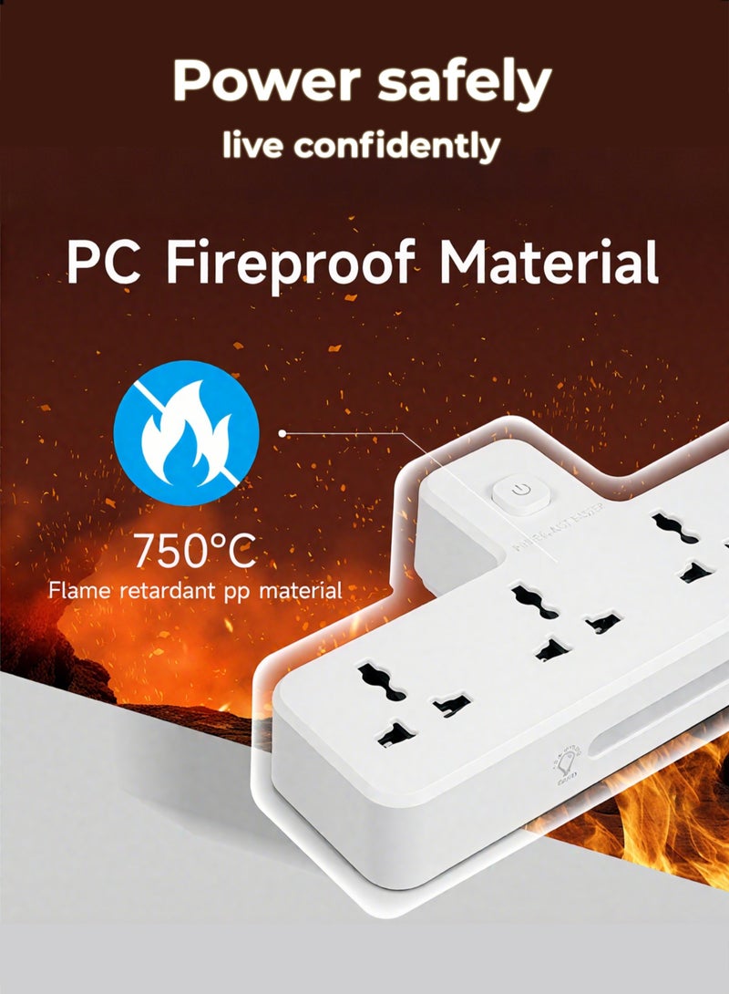 Multi Plug Extension Socket with 3 USB Ports (2A+1C, 20W PD) & 3 Sockets, 6-in-1 Power Strip Surge Protector, Wall Mount Power Outlet for Fast Charging, Heavy Duty UK  Power Plug - Image 5