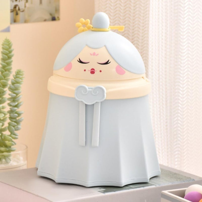 LOOKMINT Countertop Wastebasket Trash Can for Study Table Bathroom Bedroom Home Kitchen Kawaii Cartoon Toilet Trash Container Mini Desktop Dustbin with Lid Small Trash Bin - Image 1