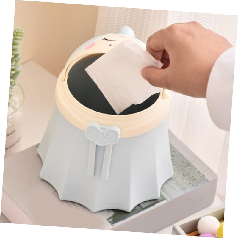 LOOKMINT Countertop Wastebasket Trash Can for Study Table Bathroom Bedroom Home Kitchen Kawaii Cartoon Toilet Trash Container Mini Desktop Dustbin with Lid Small Trash Bin - Image 5