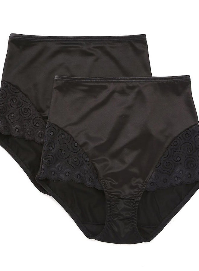 Bali Women's Shapewear Brief with Lace Firm Control 2-Pack, Black, Large - Image 1