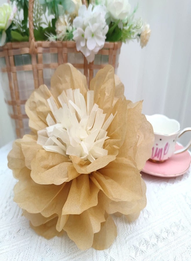 Mybbshower White Gold Large Paper Flower Decorations for Wedding Party Backdrop DIY Home Flower Wall Arrangement Decorations (20''-10'' Assorted) Pack of 6 - Image 5