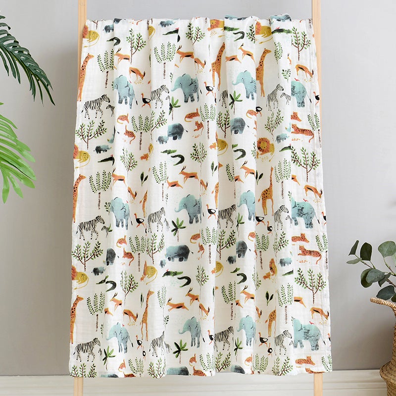 منشفة قطنية مزدوجة الطبقات ناعمة وقابلة للتنفس لتغطية الأطفال حديثي الولادة منشفة استحمام بطانية لف الأطفال منتجات الأطفال منشفة لف - Image 1