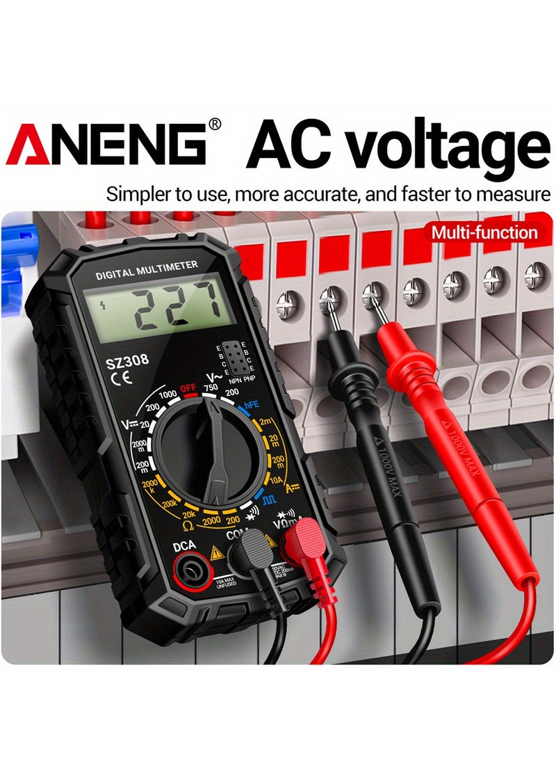 ANENG SZ308 Digital Multimeter, High Precision Electrical Maintenance Tester, AC/DC Voltage Current Resistance Multifunction Meter, Battery Powered (Without Battery), ≤36V Operating Voltage  - Image 4