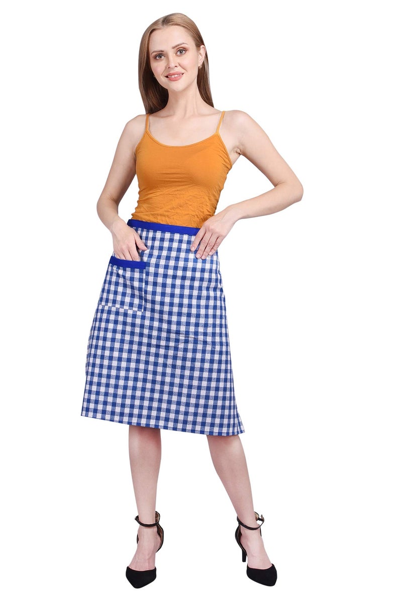 Tolexo Cotton Waist Half Checkered Apron with Side Pocket | Multipurpose for Men & Women | Waiter & Staff for Cafés, Restaurants, Hotels & Home Kitchen Use - Image 1
