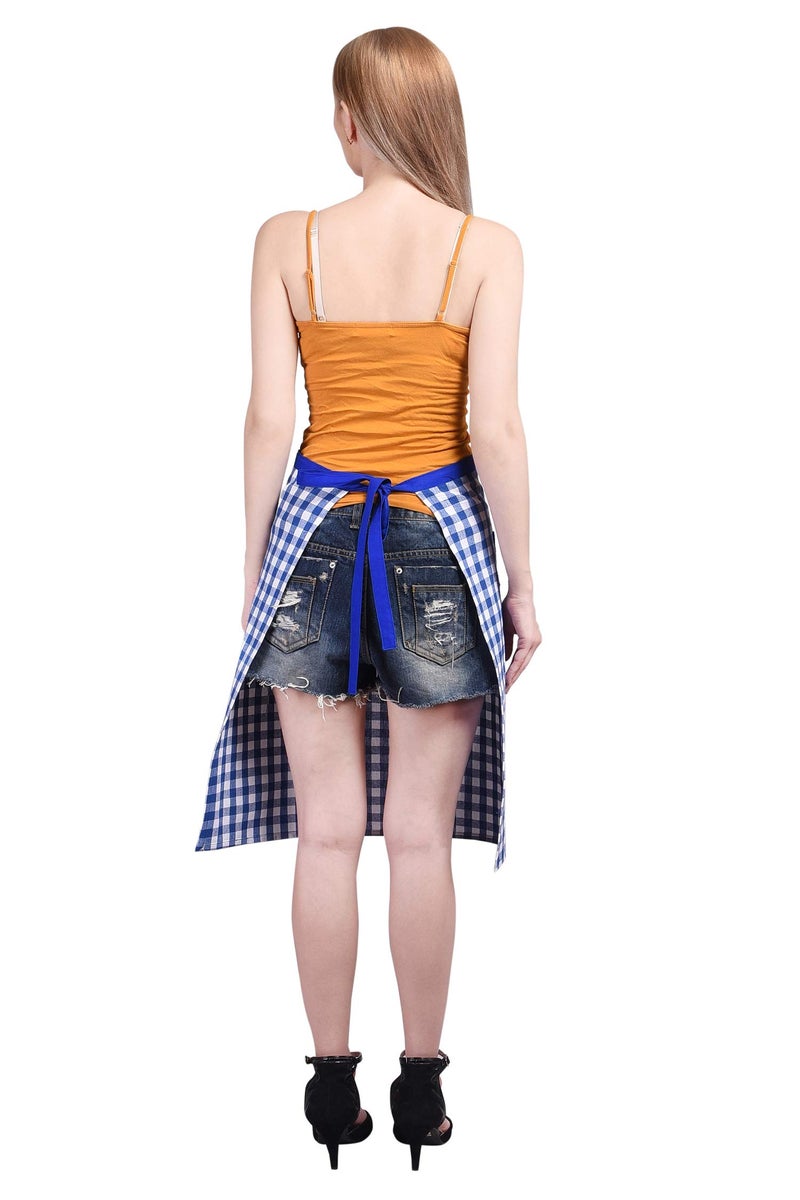 Tolexo Cotton Waist Half Checkered Apron with Side Pocket | Multipurpose for Men & Women | Waiter & Staff for Cafés, Restaurants, Hotels & Home Kitchen Use - Image 2