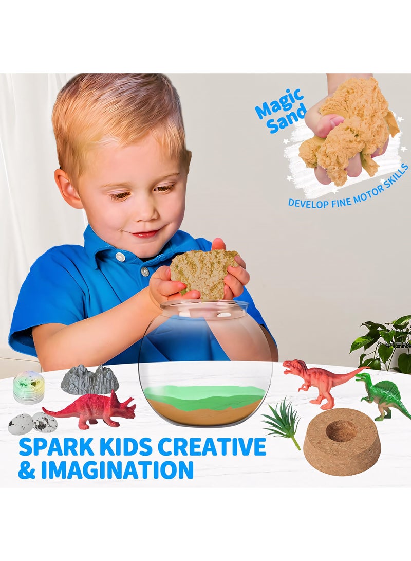 Beauenty Dinosaur Terrarium Kit for Kids, Night Light Up Terrarium Kit DIY Dinosaur Toys, Dinosaur Art Crafts Kit with Remote, Birthday Gift for Boys, Best Dinosaur Present for Kids - Image 4