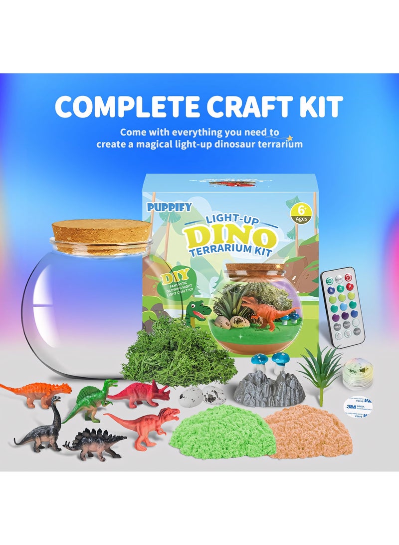 Beauenty Dinosaur Terrarium Kit for Kids, Night Light Up Terrarium Kit DIY Dinosaur Toys, Dinosaur Art Crafts Kit with Remote, Birthday Gift for Boys, Best Dinosaur Present for Kids - Image 3