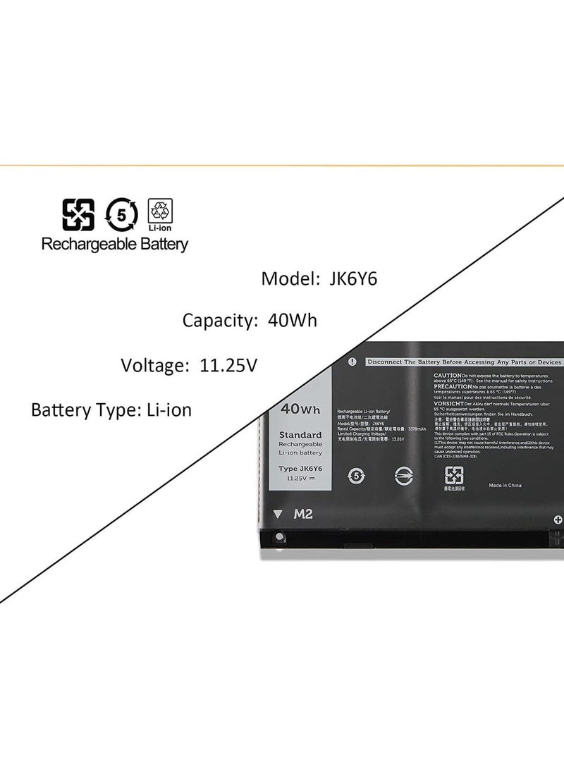 Compatible Laptop Battery 40Wh JK6Y6 for Dell Latitude 3410 3510 Vostro 5300 5401 Inspiron 5300 5401 Series, Li-ion 11.25V - Image 3