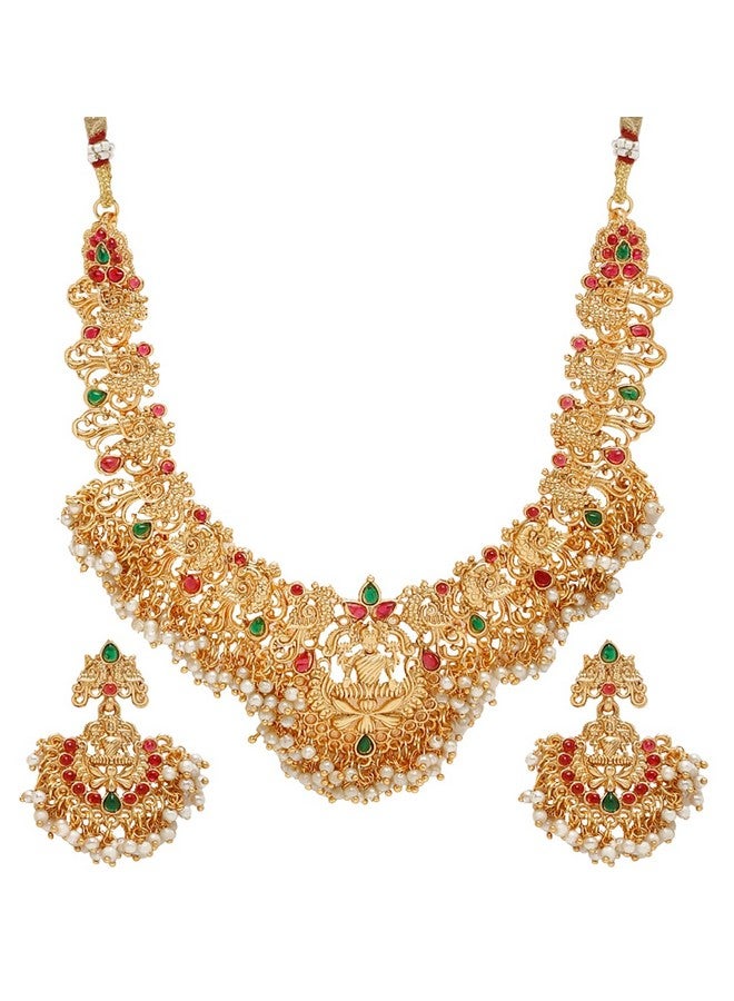 YouBella Gifts Stylish Latest Traditional Gold Plated Temple Choker Jwell Necklace Jewellery Set with Earrings for Girls and Women (Gold) (YBNK_50618) - Image 1