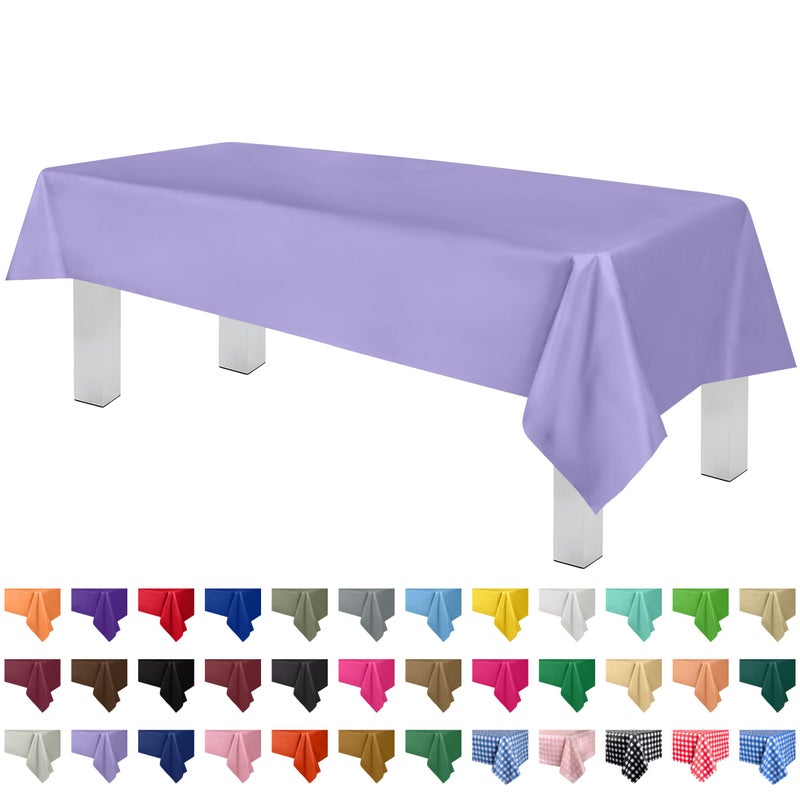 Grandipity Lavender Plastic Table Cloth Disposable 6 Pk 54in x 108in Plastic Tablecloths for Rectangle Tables  Premium Party Table Cloths Disposable for 6ft to 8ft Rectangle Tables