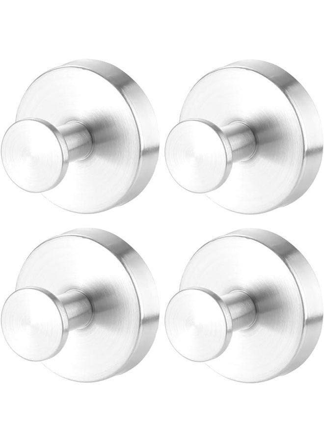 Luxe Hold No Drill Hooks Stainless Steel Waterproof Suction Cup Hooks Towel Bath Robe Hooks for Bathrooms (Silver 4 PCS) - Image 1