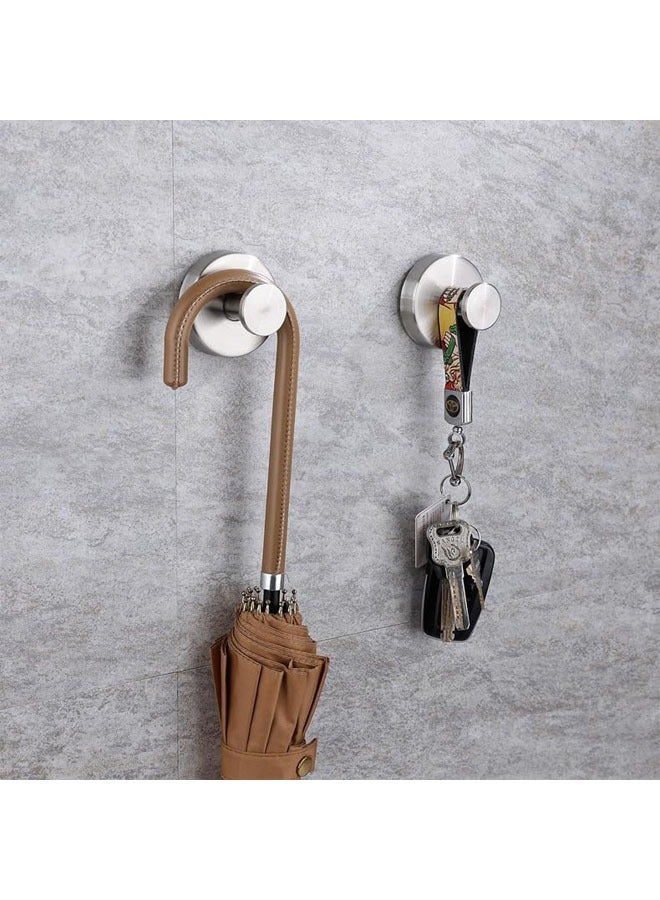 Luxe Hold No Drill Hooks Stainless Steel Waterproof Suction Cup Hooks Towel Bath Robe Hooks for Bathrooms (Silver 4 PCS) - Image 2