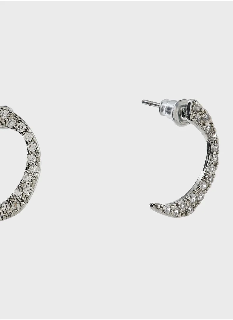 Khizana Cz Arabic Initial "R" Stud Earrings
