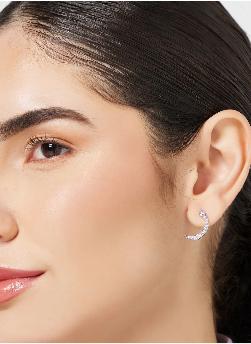 Khizana Cz Arabic Initial "R" Stud Earrings