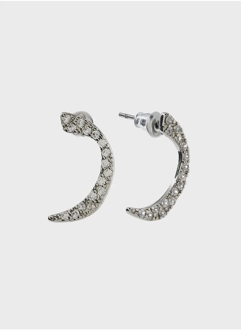 Khizana Cz Arabic Initial "R" Stud Earrings