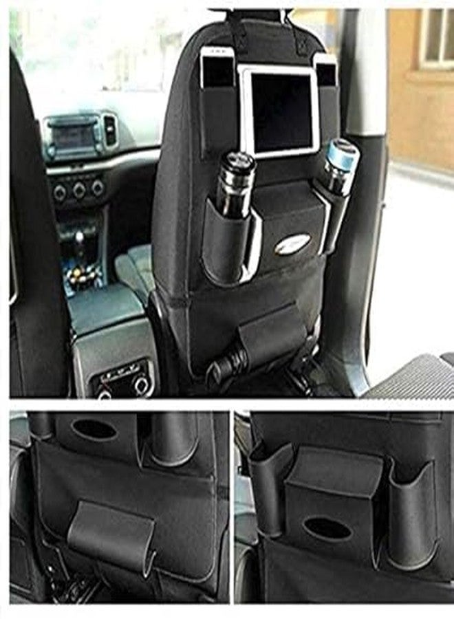 MOTO SHIELD Premium Car Seat Organizer - Multi-Pocket PU Leather Storage Bag for Phones, Bottles, Tissues & Umbrella (Black) - Image 3