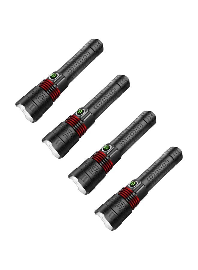 إمبكس 4pcs كشاف قابل للشحن قابل للتكبير، 10 واط ليزر LED، إضاءة 500 لومن، بطارية ليثيوم أيون 1500 مللي أمبير، مدى 1800 متر، رأس قابل لضبط البؤرة، شحن Type-C، ضمان سنتين – Hunter Z1 – أسود - Image 1