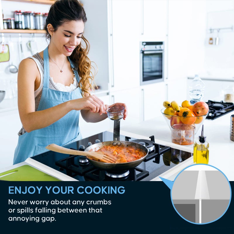 ddLUCK 2 Pack Silicone Stove Counter Gap Cover, 25 inch Long Kitchen Counter Gap Filler, Long Gap Filler Seals Spills Between Counter, Stovetop, Oven, Washing Machine and Kitchen Appliances (Semi-Clear)  - Image 2