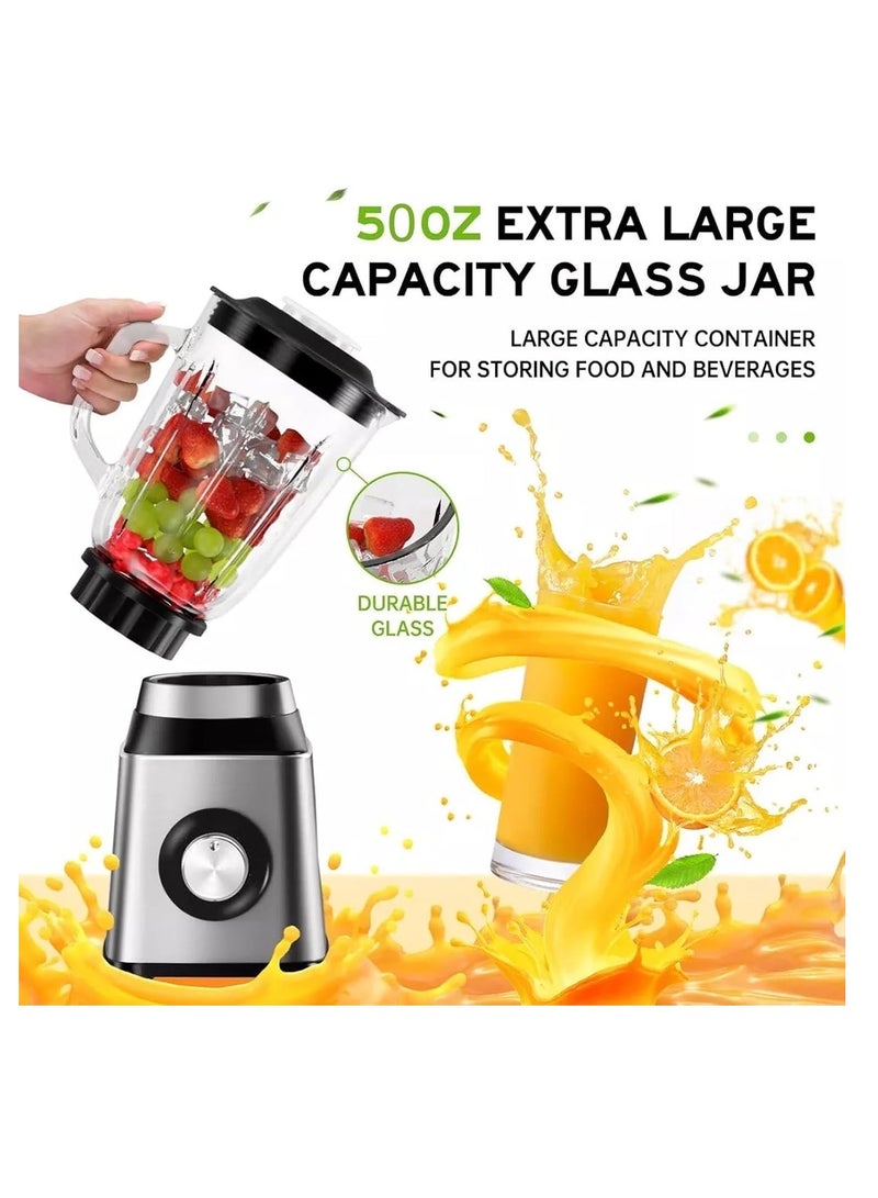 Arabayt Blender Juicer Mixer Grinder With Glass Jar,750W High Power For Kitchen,Stainless Countertop Smoothie Blender,50 Oz Glass Jar,Ideal for Smoothies,Shakes & Frozen Drinks - Image 2
