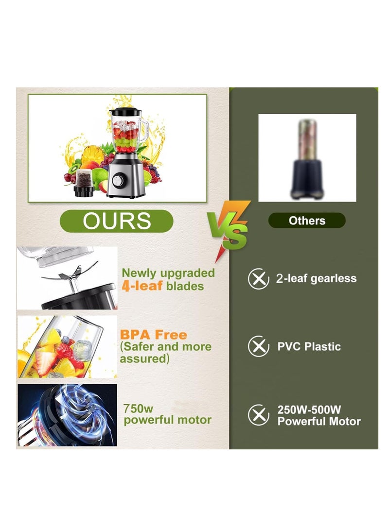 Arabayt Blender Juicer Mixer Grinder With Glass Jar,750W High Power For Kitchen,Stainless Countertop Smoothie Blender,50 Oz Glass Jar,Ideal for Smoothies,Shakes & Frozen Drinks - Image 3