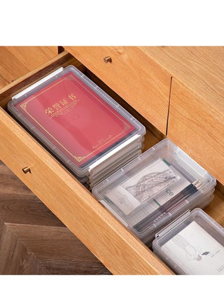 2 PCS Plastic Storage Bins with Latching Lids Portable Project Case Clear File Box Stackable Storage Containers for Organizing A4 Paper, Photo, Document, Scrapbook - view 2