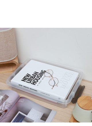 2 PCS Plastic Storage Bins with Latching Lids Portable Project Case Clear File Box Stackable Storage Containers for Organizing A4 Paper, Photo, Document, Scrapbook - view 4