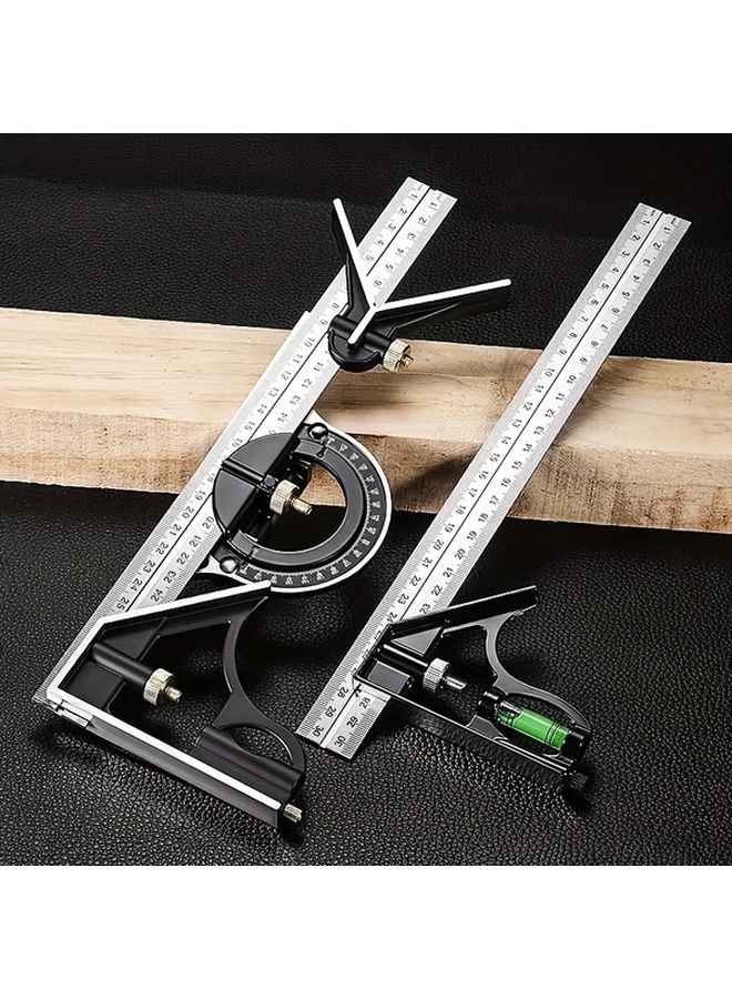 Type T Ruler Set 300mm Stainless Steel Multi Purpose T Square Protractor Leveling - Image 2