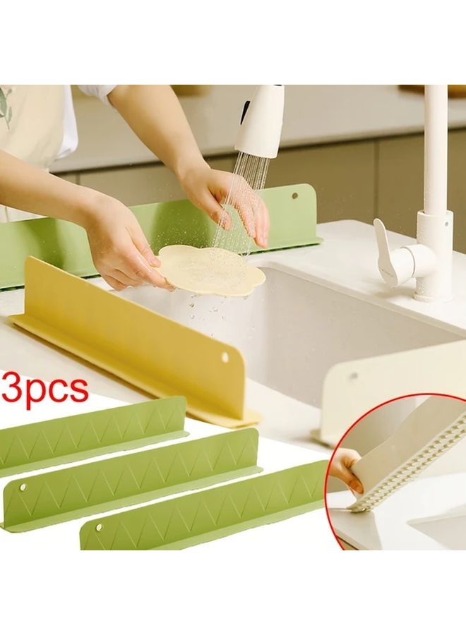 3pcs Silicone Sink Splash Guard Water Deflector Strip Suction Cup Baffle - Image 2