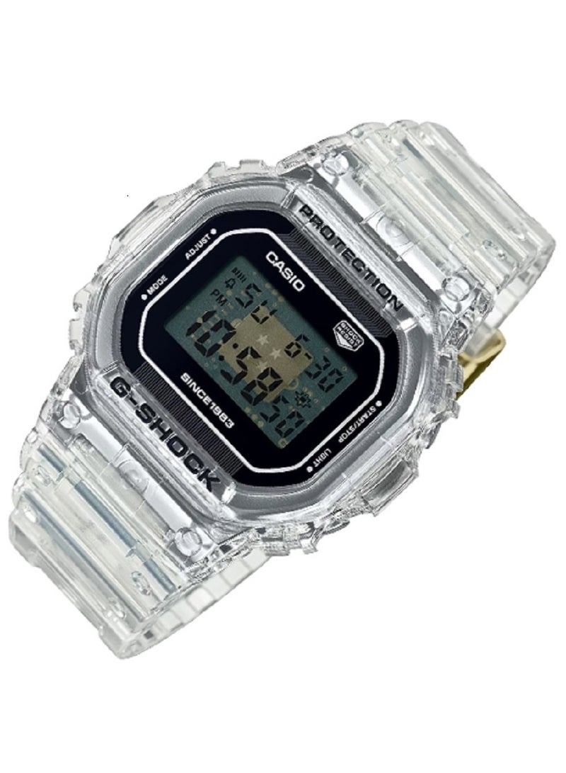 كاسيو ساعة Casio Unesix - الذكرى الأربعين لـ G-SHOCK، CLEAR REMIX، مينا رقمية شفافة من الراتنج، سوار شفاف DW-5040RX-7DR. - Image 3