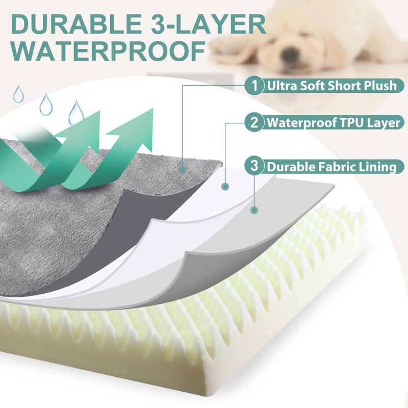 Vonabem Waterproof XXL Dog Beds Large Sized Dog, Outdoor Washable Crate Pad 48 inch, Jumbo XXLarge Orthopedic Foam Pet Bed with Removable Cover Reversible, Durable Anti-Slip Kennel Pad, 47"x29", Gray - Image 3