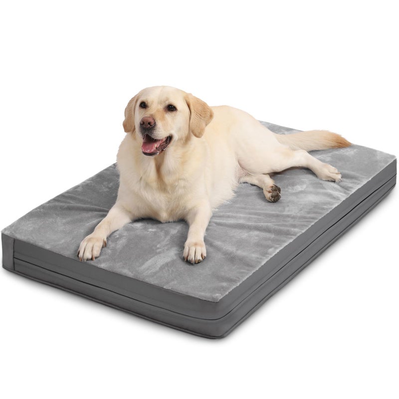 Vonabem Waterproof XXL Dog Beds Large Sized Dog, Outdoor Washable Crate Pad 48 inch, Jumbo XXLarge Orthopedic Foam Pet Bed with Removable Cover Reversible, Durable Anti-Slip Kennel Pad, 47"x29", Gray - Image 1