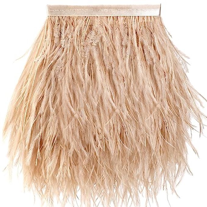 Soarer Champagne Feathers Fringe Trim 2Yards 5-7inch Ostrich Feathers for DIY Sewing Clothing,Jewelry,Wedding,Home Party(Champagne) - Image 4
