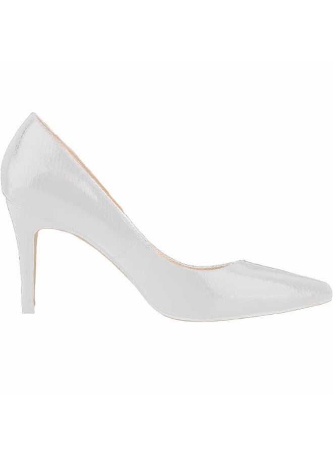 Loquat Patent Leather Low-Vamp Stiletto Heels 8cm White  - Image 2