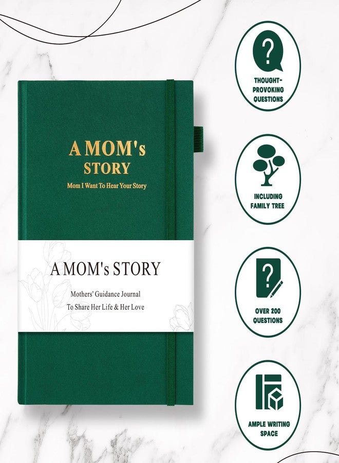 JUBTIC Mom's Memory Journal: Linen Hardcover Edition with 200+ Guided Questions - A Cherished Keepsake to Share Her Life Story, Perfect Gift for Mom's Birthday, Mother's Day & Christmas (Green) - Image 3