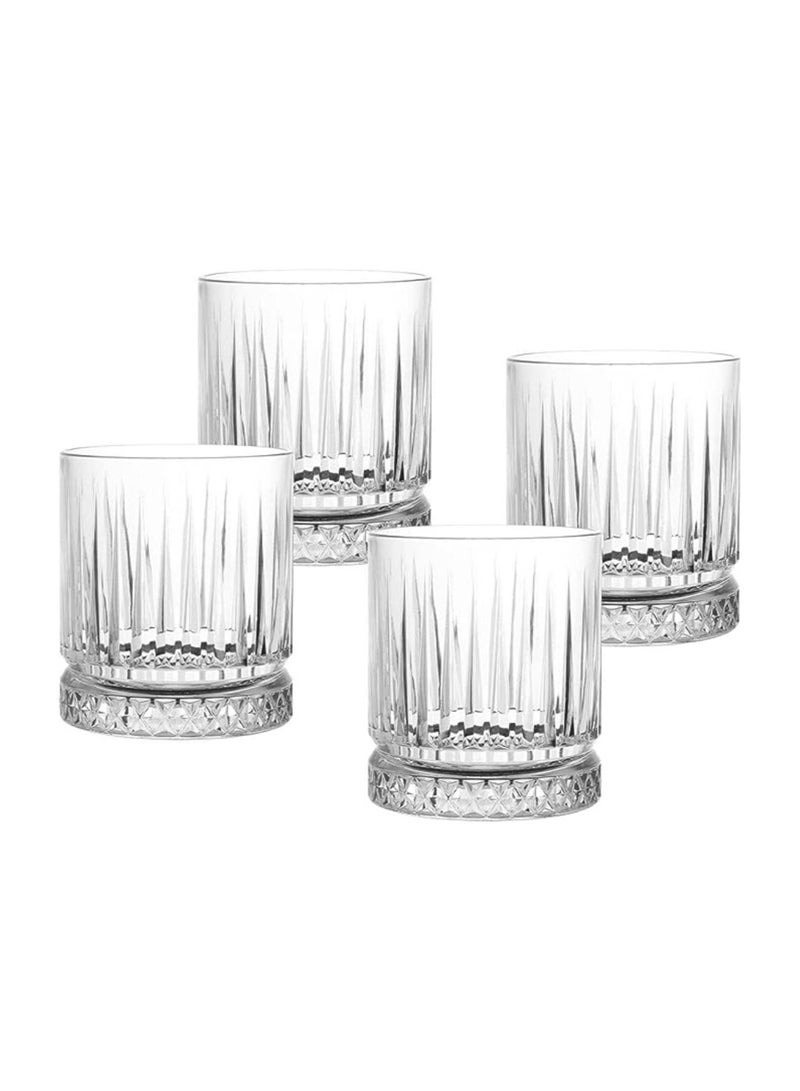 Vitacelli Glasses Set of 2, Transparent, 355 ML Multi Line Design Glass for Drinking Bourbon, Cocktails, Cognac - Old Fashioned Cocktail Tumblers  - Image 3