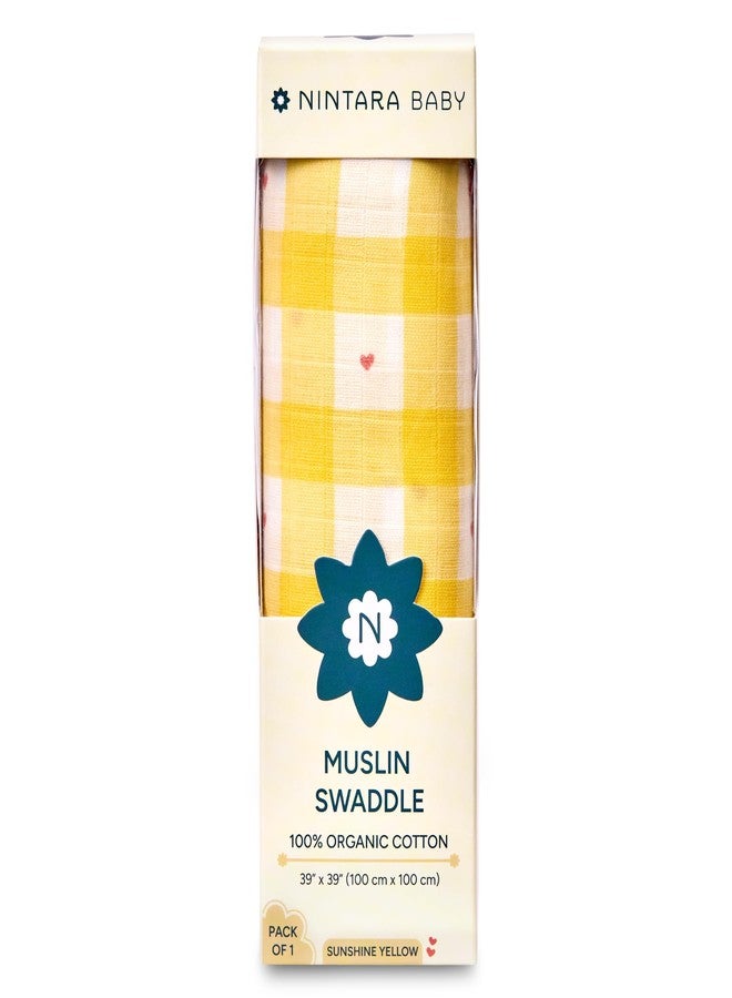 NINTARABABY Swaddle - 100% Organic Premium Muslin Cotton, 39" x 39" (100 cm x 100 cm), Ultra-Soft, Breathable & Lightweight, Multipurpose, Unisex, Hypoallergenic, Gifts for Newborn Babies - Image 1