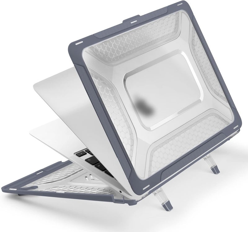 Batianda Extreme Duty Case for MacBook Air 13 inch 2020 2019 A2337 M1 A2179 A1932 Model - Anti-Slip Rubberized Stand (Holds 25lbs) & Honeycomb Exoskeleton - Max Cooling & Stability -Heavy Duty Gray - Image 4