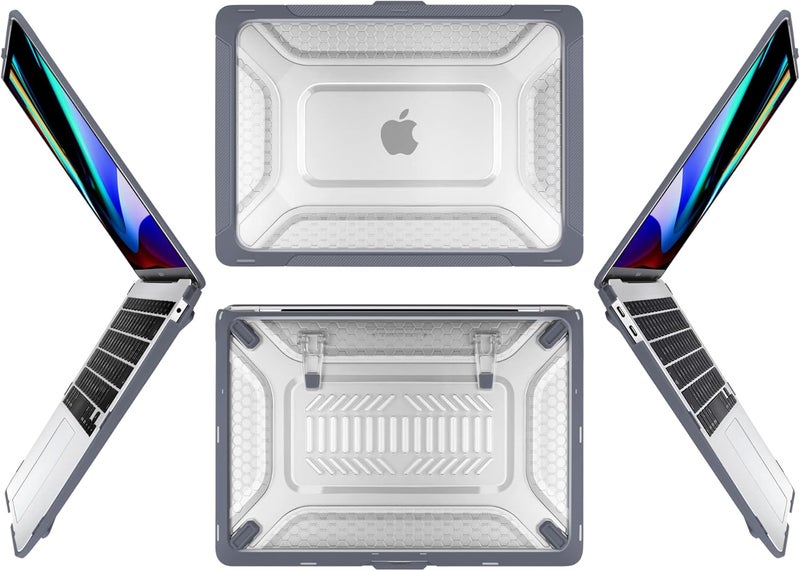 Batianda Extreme Duty Case for MacBook Air 13 inch 2020 2019 A2337 M1 A2179 A1932 Model - Anti-Slip Rubberized Stand (Holds 25lbs) & Honeycomb Exoskeleton - Max Cooling & Stability -Heavy Duty Gray - Image 3