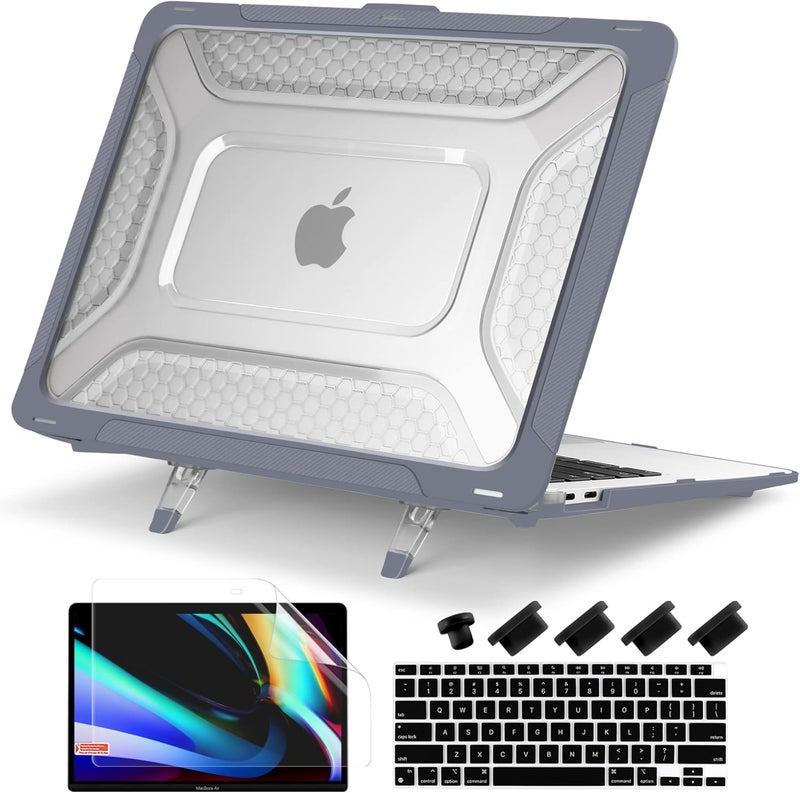 Batianda Extreme Duty Case for MacBook Air 13 inch 2020 2019 A2337 M1 A2179 A1932 Model - Anti-Slip Rubberized Stand (Holds 25lbs) & Honeycomb Exoskeleton - Max Cooling & Stability -Heavy Duty Gray - Image 1