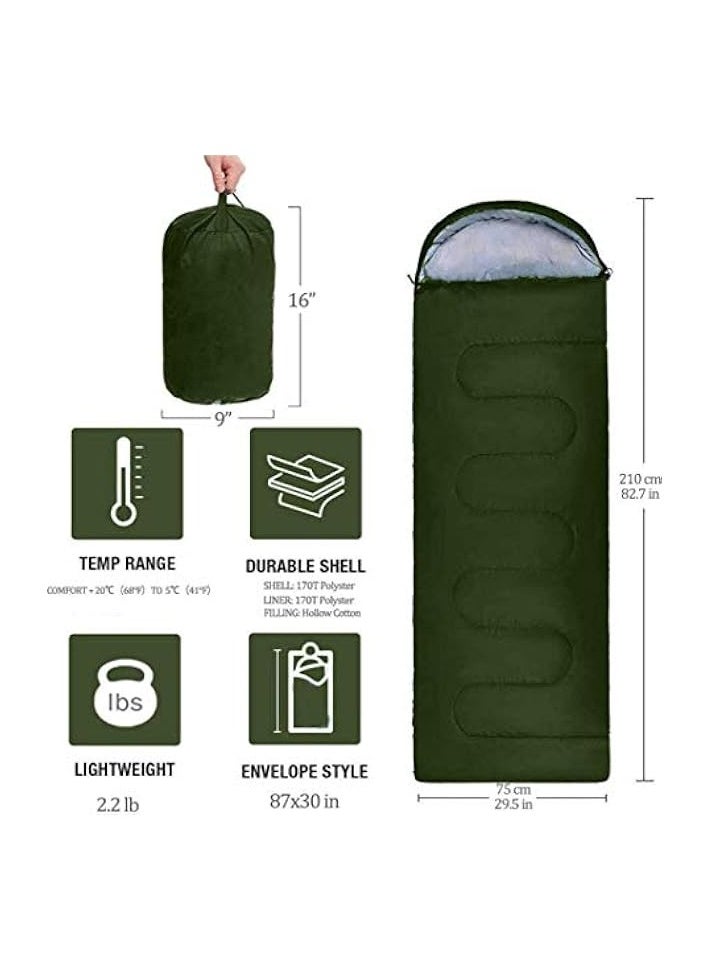 erorex Sleeping Bag, Lightweight Sleeping Bags for Kids Adults Girls Women, Cotton Hollow Filled 5-20 Degree for Backpacking/Hiking/Naturehike/Camping/Mountaineering with Compression Sack  - Image 1