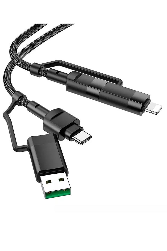 KX87 Fast Charging & Data Cable , 100W USB-A & Type-C to Type-C & Lightning , 1.2m Braided Cable with Aluminum Alloy Build , Supports PD 20W, QC, and Multi Device Compatibility Huawei, Xiaomi, iPhone, Samsung, Laptops - Image 1