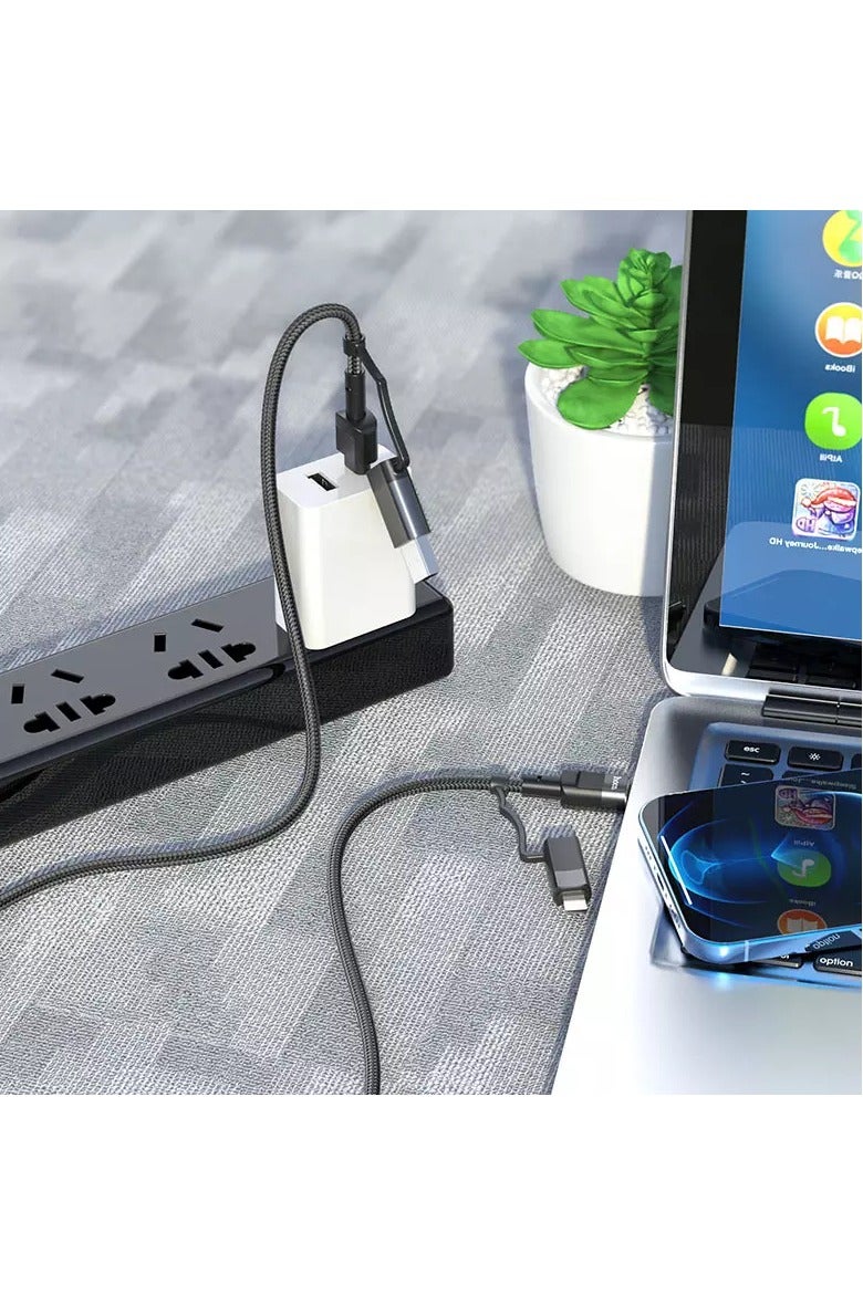 KX87 Fast Charging & Data Cable , 100W USB-A & Type-C to Type-C & Lightning , 1.2m Braided Cable with Aluminum Alloy Build , Supports PD 20W, QC, and Multi Device Compatibility Huawei, Xiaomi, iPhone, Samsung, Laptops - Image 3